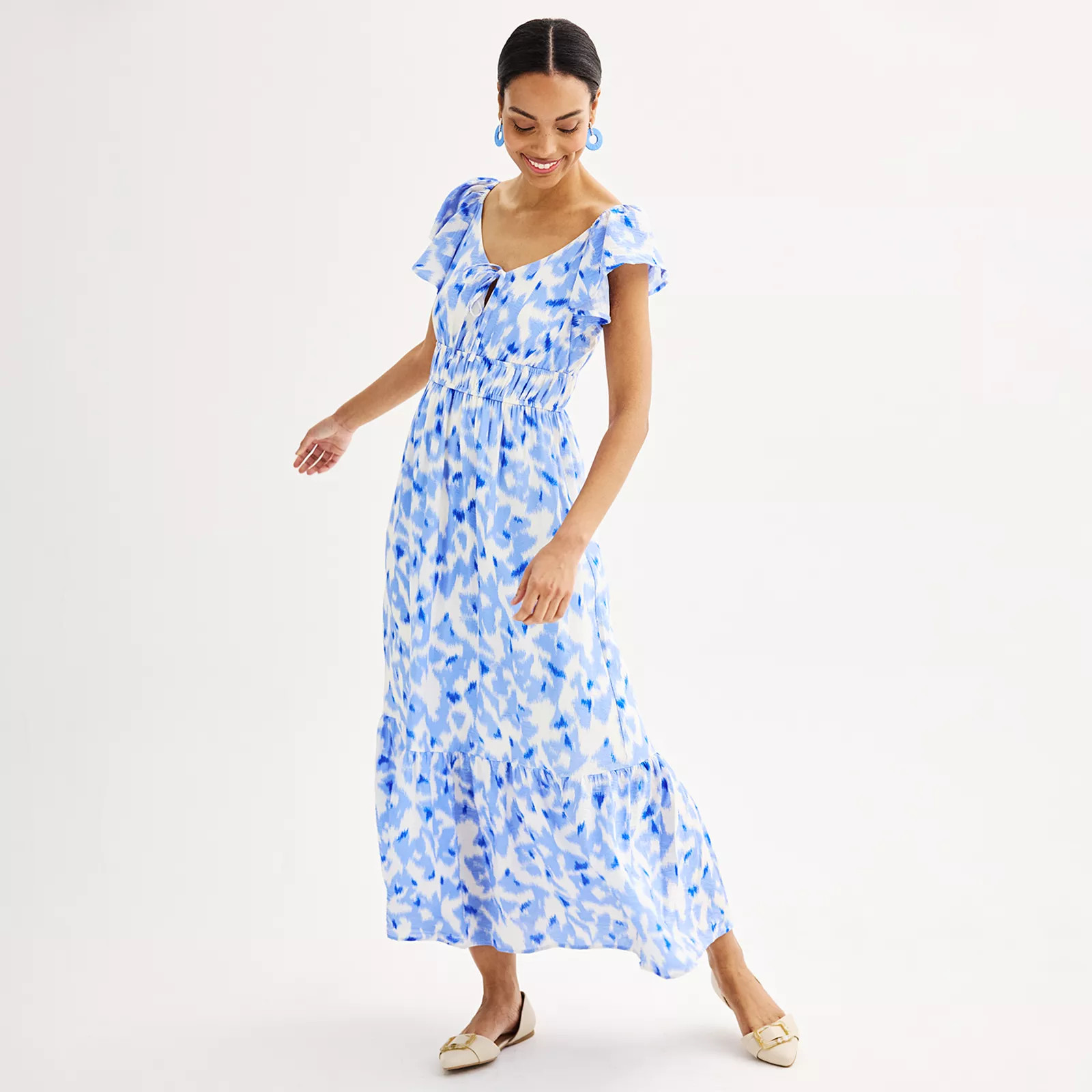 Women's Nine West Flutter Sleeve Maxi Dress | Kohl's