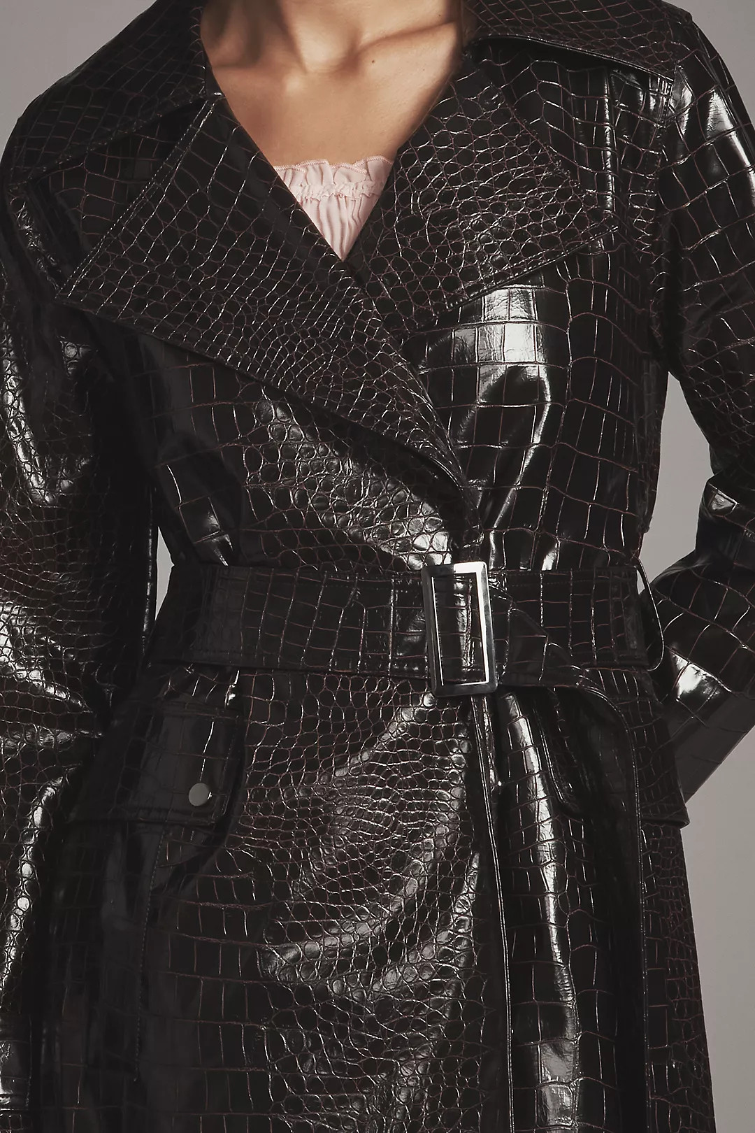 Bernardo Embossed Faux-Croc Trench Coat | Anthropologie (US)