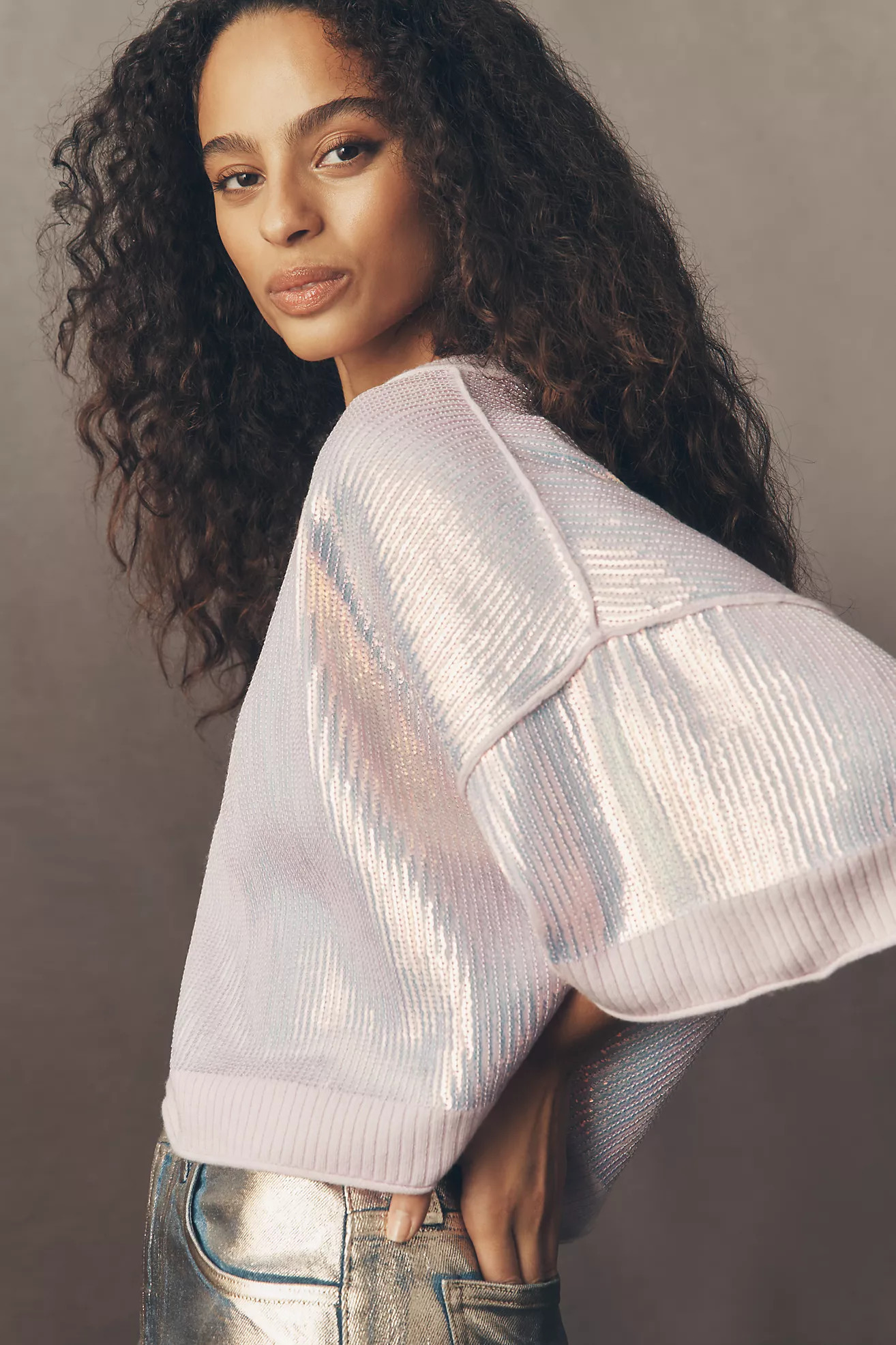 The Goldie Crew-Neck Cashmere Blend Sequin Sweater | Anthropologie (US)