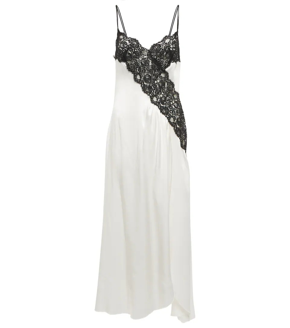 Lace-trimmed silk satin slip dress | Mytheresa (UK)