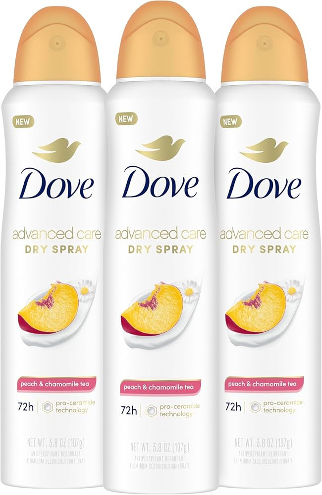 Dove Advanced Care Antiperspirant Deodorant Dry Spray Peach & Chamomile Tea 3ct underarm care boo... | Amazon (US)