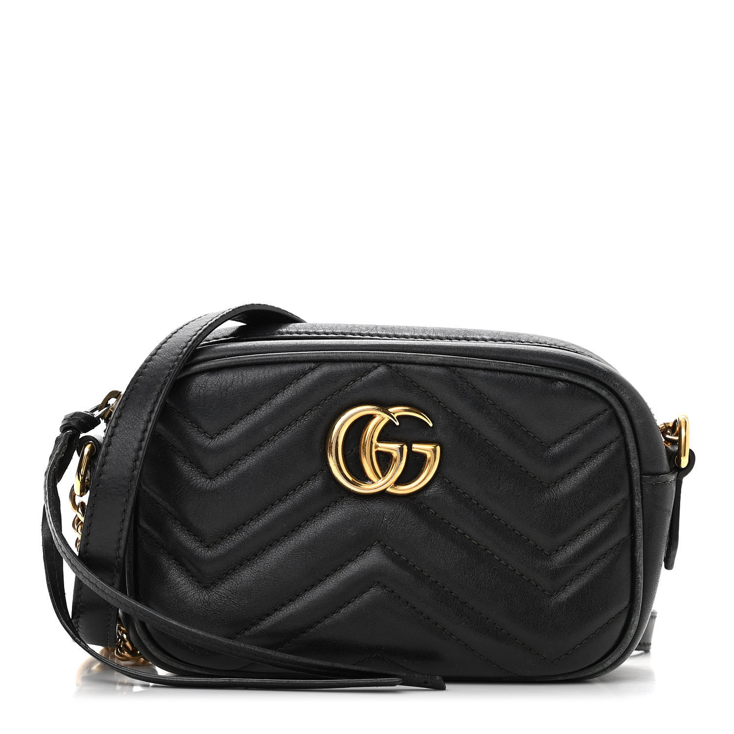 GUCCI Calfskin Matelasse Mini GG Marmont Chain Shoulder Bag Black | FASHIONPHILE | Fashionphile