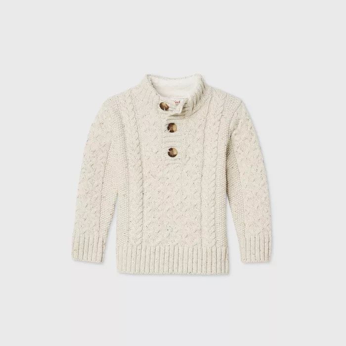 Toddler Boys' Mock Neck Cable Pullover Sweater - Cat & Jack™ Cream | Target