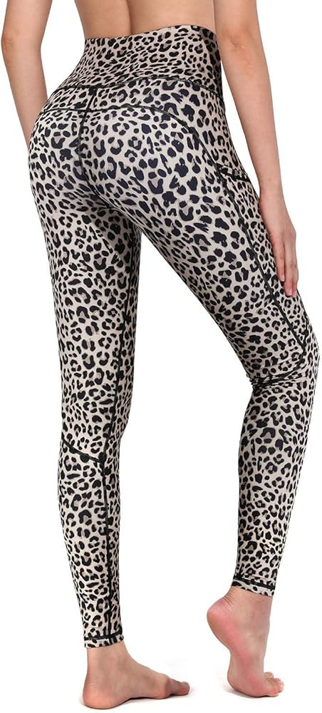 Women's High Waist Yoga Pants Workout Leggings with Side Pockets Running Tights | Amazon (US)