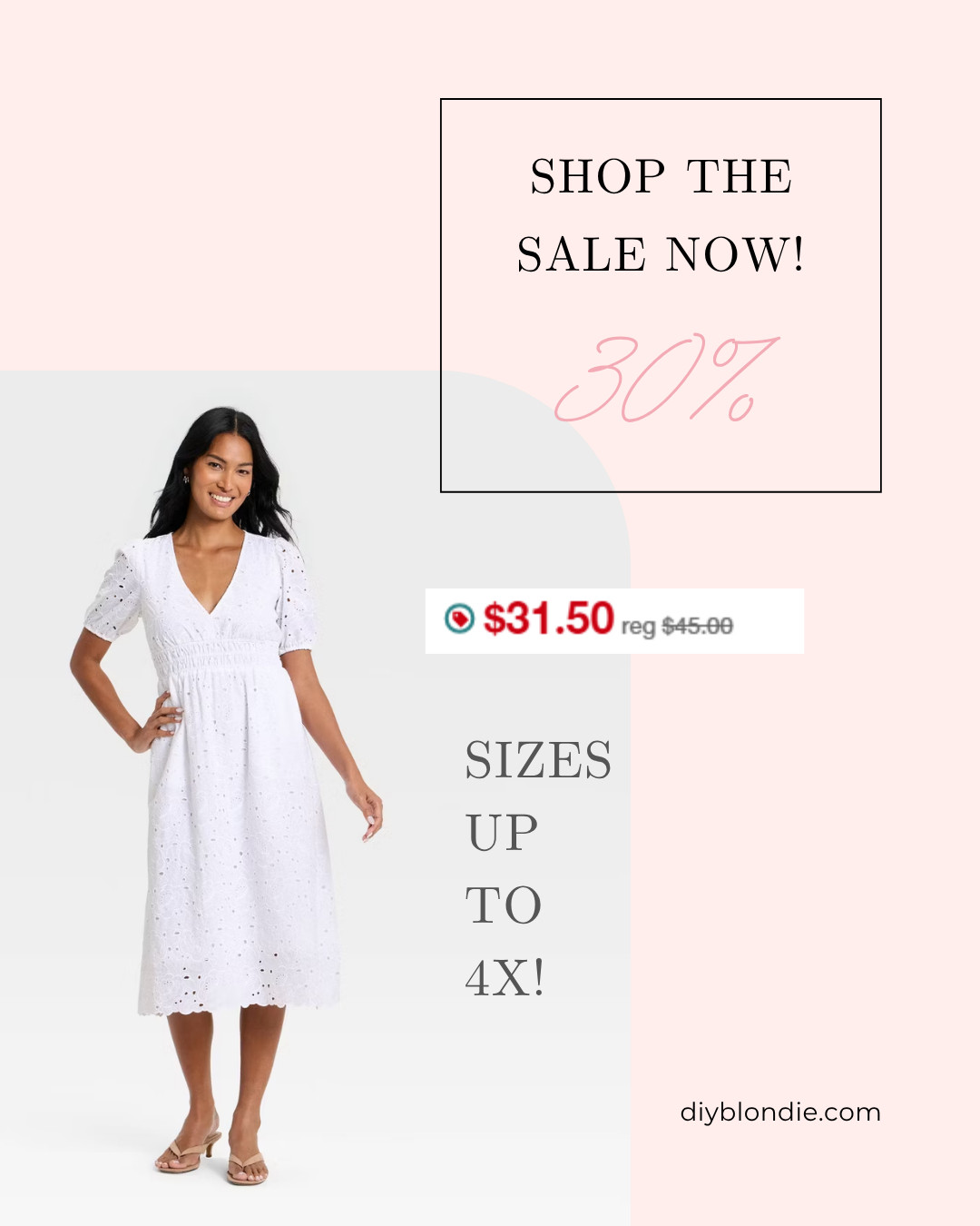 This one is SO good 🤍  Wouldn't this be the CUTEST Easter dress??????

A classic white dress that’s flattering, easy to wear, and perfect for spring + summer—and it’s on sale 🙌

Also love that Target carries sizes XS–4X, so more women can grab this one.

Linking this + similar styles before it sells out ✨ 

 #LTKOver40 #LTKMidsize #LTKTall