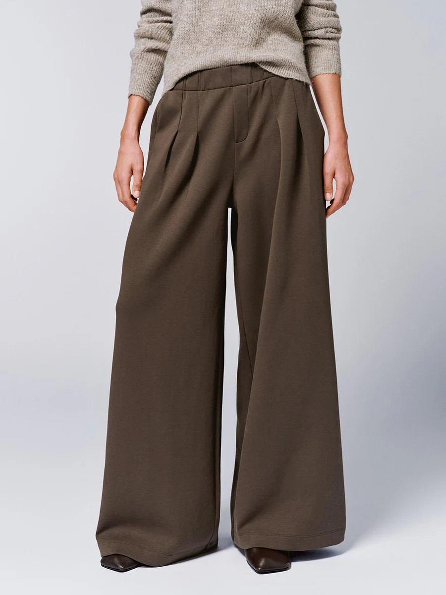 Pull On Pleated Wide Leg Pants | Urban Revivo