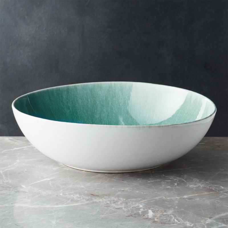 Caspian Aqua Reactive Glaze Serving Bowl + Reviews | Crate and Barrel | Crate & Barrel