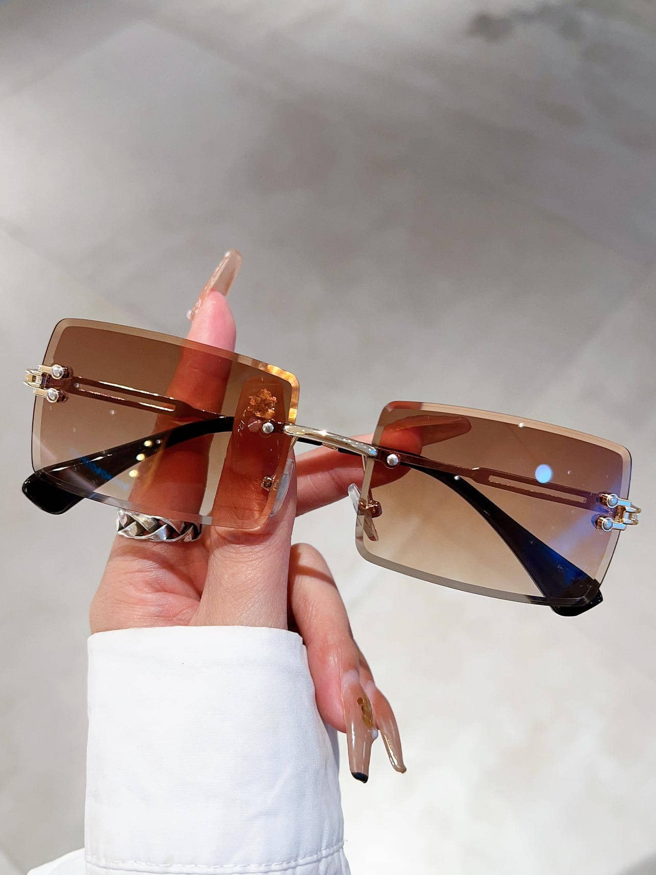 Womens Square Frame Fashion Glasses Vintage Shades Beach Accessories  | SHEIN