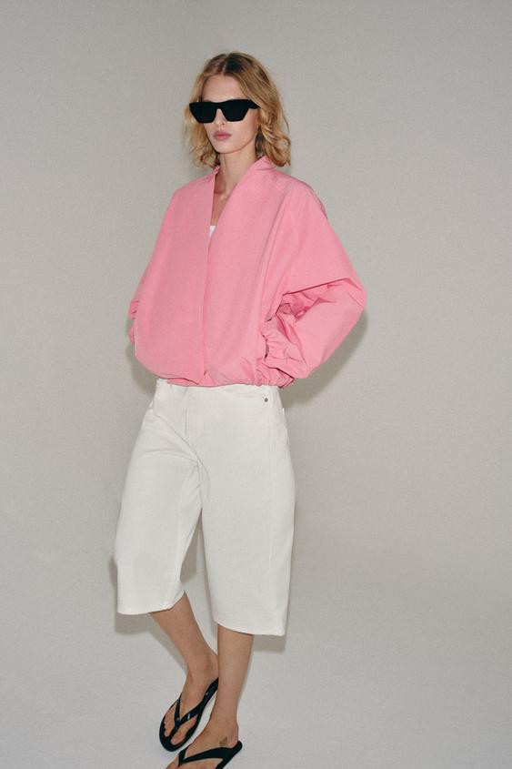 Zara - Zw Collection Bomber Jacket - Red - S - Woman | Zara US