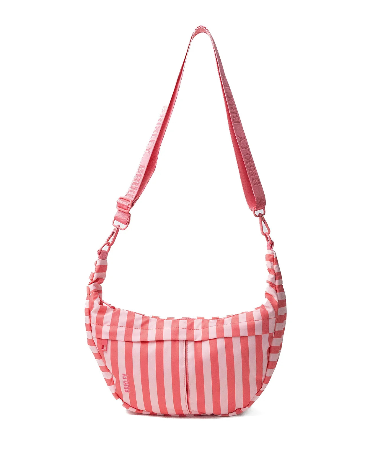 Coral Stripe Crescent Bag | Brixley Bags