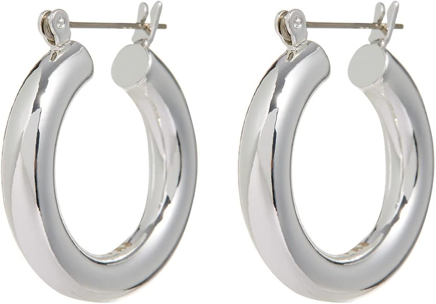 Luv Aj Baby Amalfi Tube Hoop Earrings in Polished Rhodium Plated | Amazon (US)
