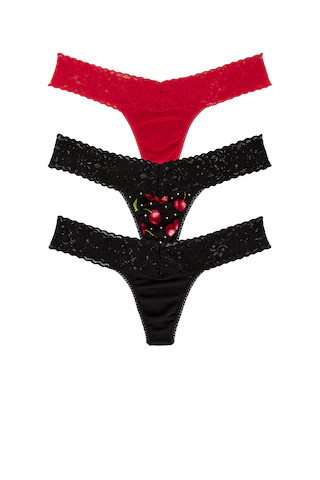 Hanky Panky 3 Low Rise Thongs in Black & Cherry Bomb & Red from Revolve.com | Revolve Clothing (Global)