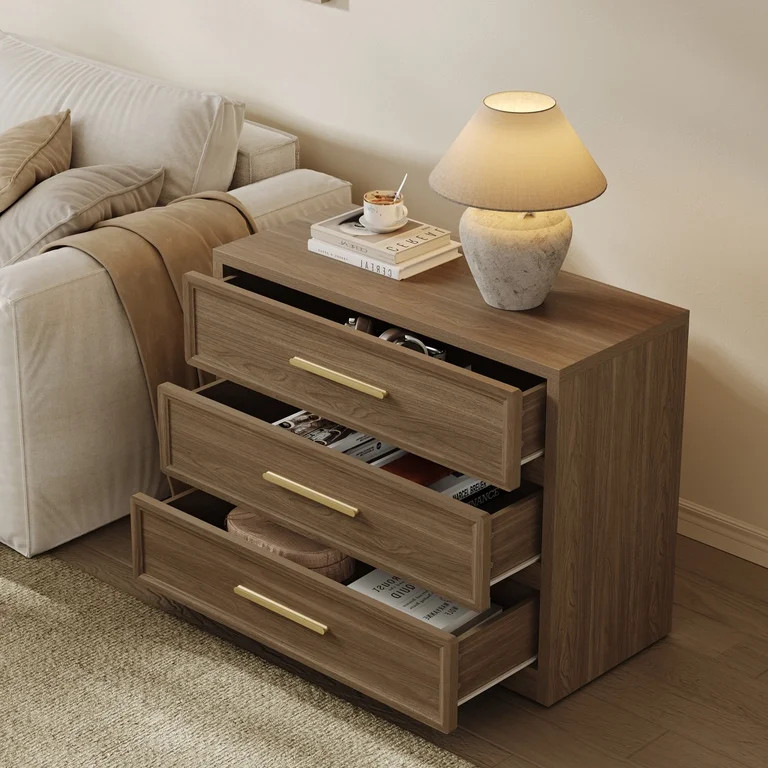 SICOTAS 31.3" W 3-Drawer Nightstand with Oversized Large Storage , Modern Night Stands Bedside Ta... | Walmart (US)