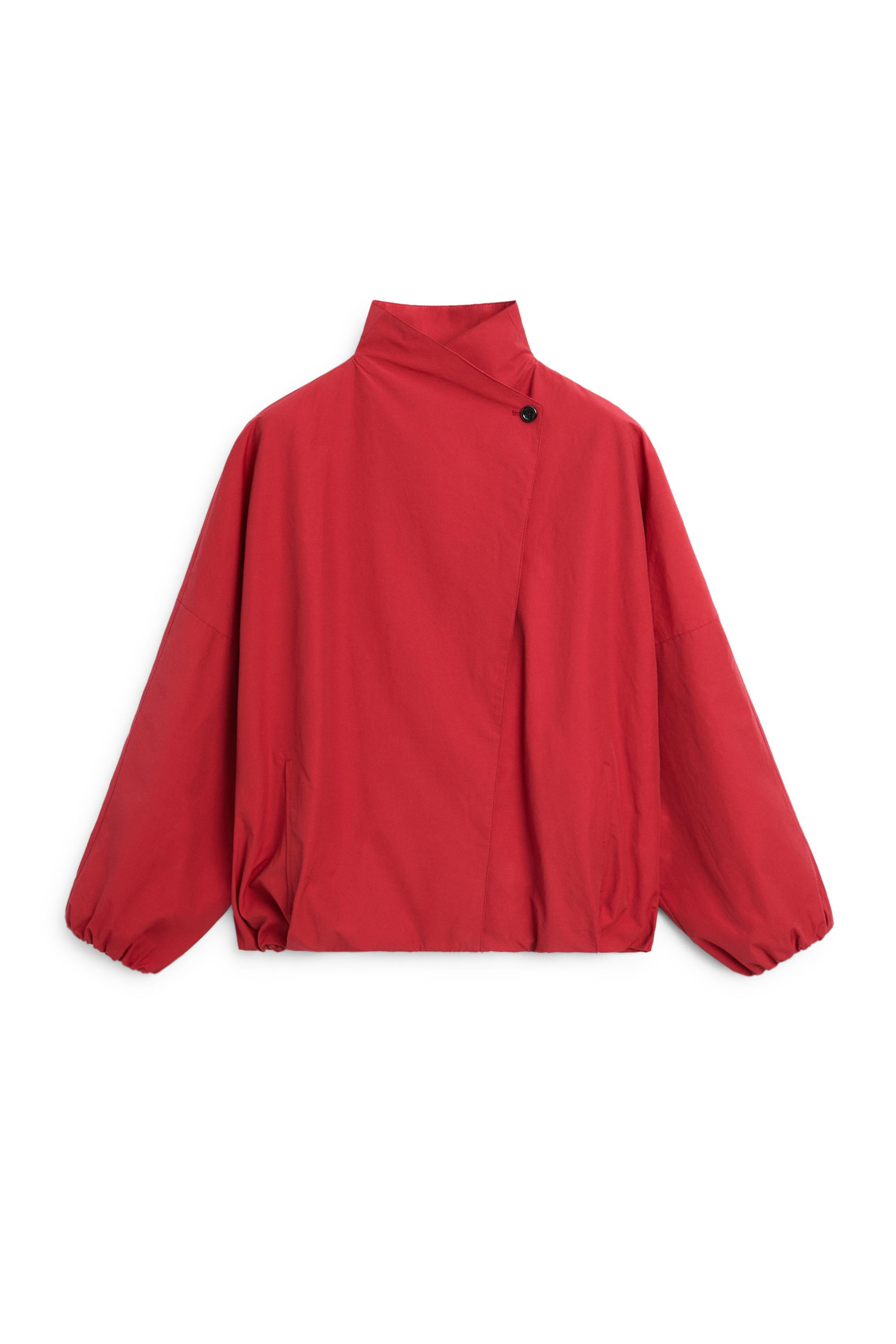Cotton blend technical jacket with side button | Massimo Dutti UK