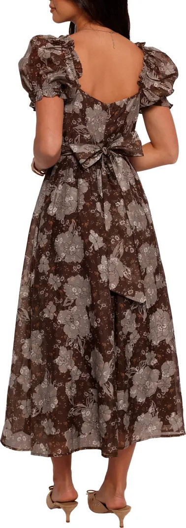 Farryn Floral Puff Sleeve Midi Dress | Nordstrom