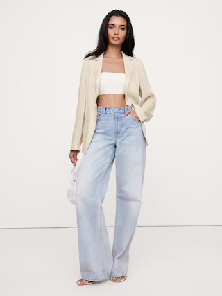 Linen-Viscose Open-Back Blazer | Banana Republic (US)