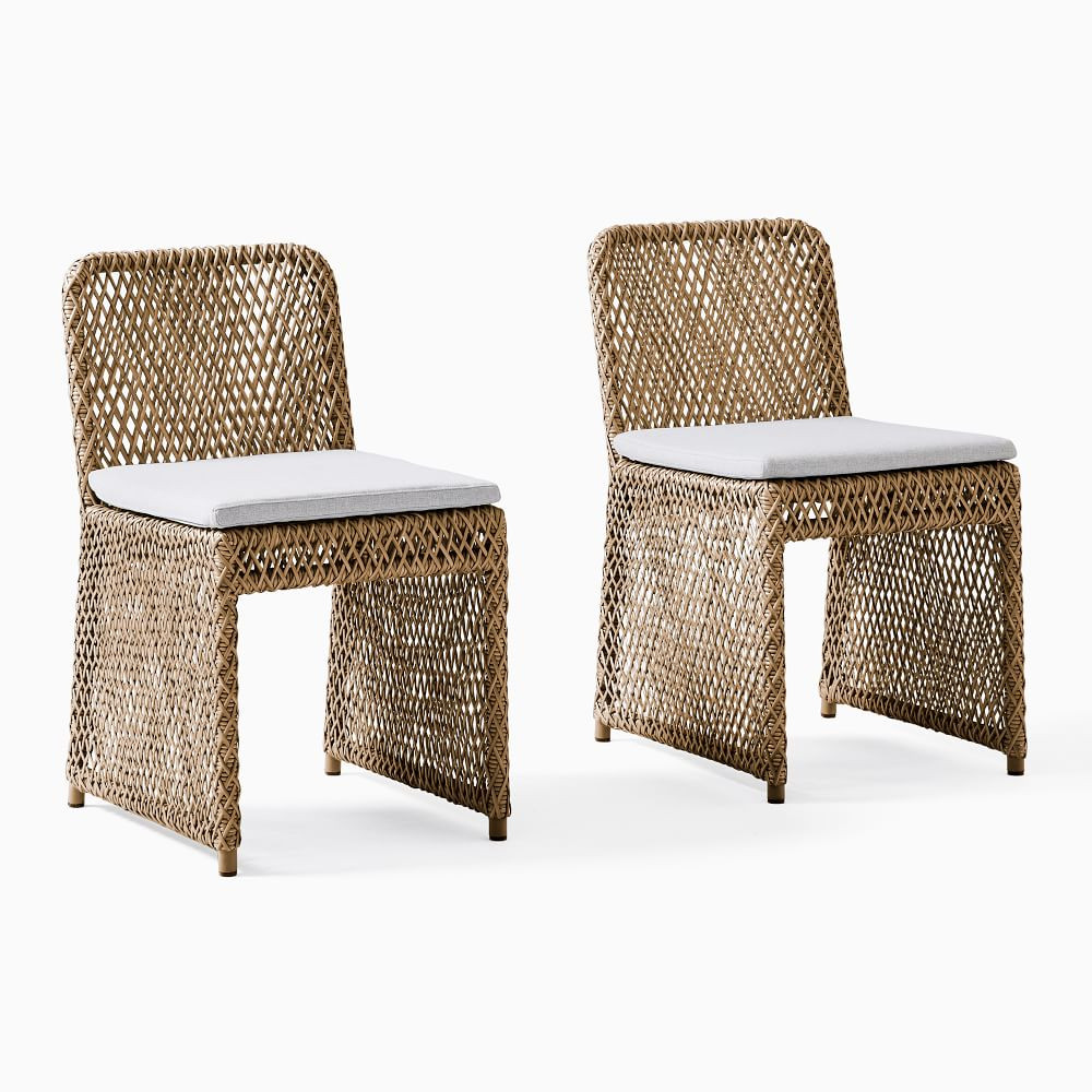 Coastal Dining Chair, Set of 2, All Weather Wicker, Natural | West Elm (US)