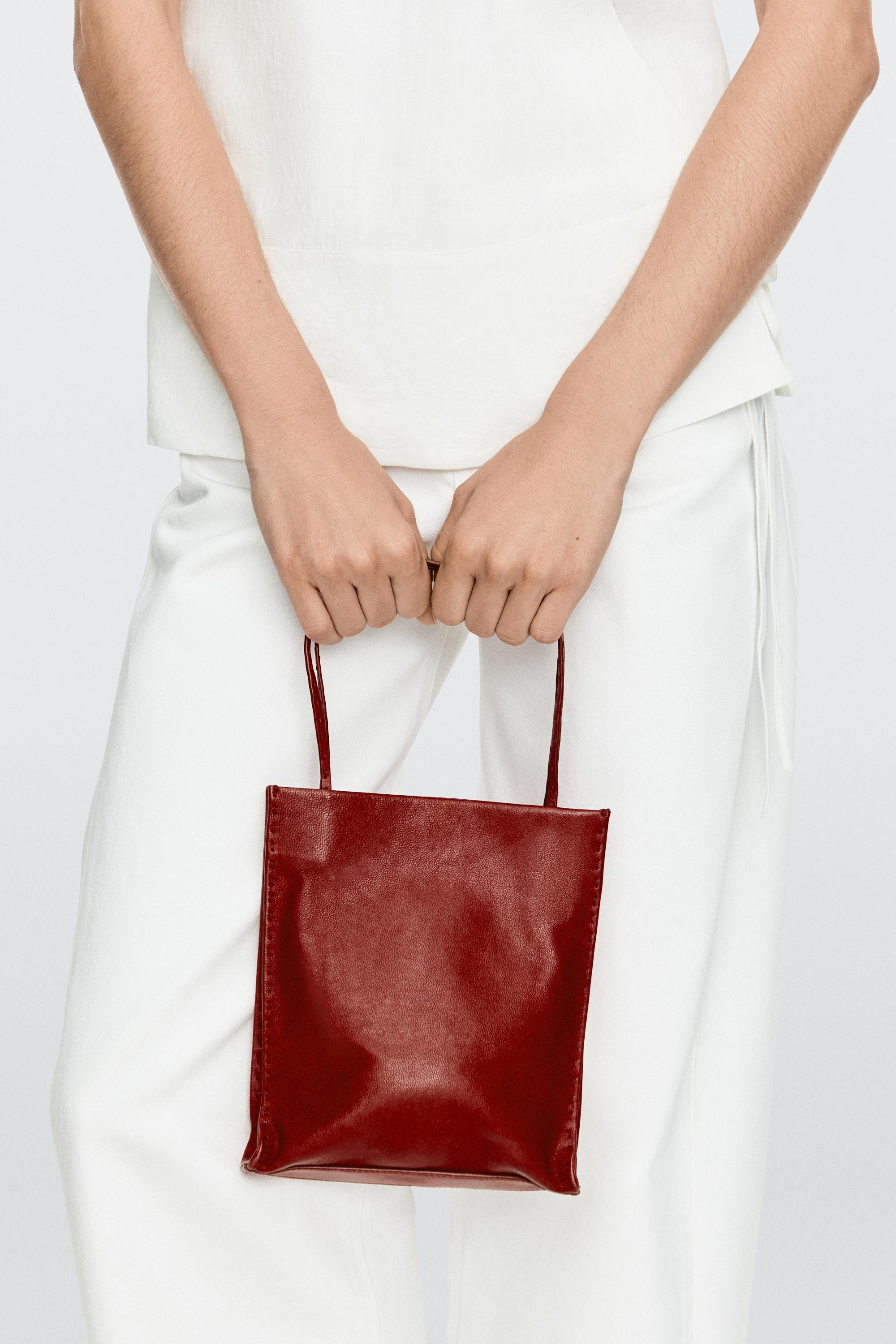 Nappa leather double compartment bag | Massimo Dutti UK
