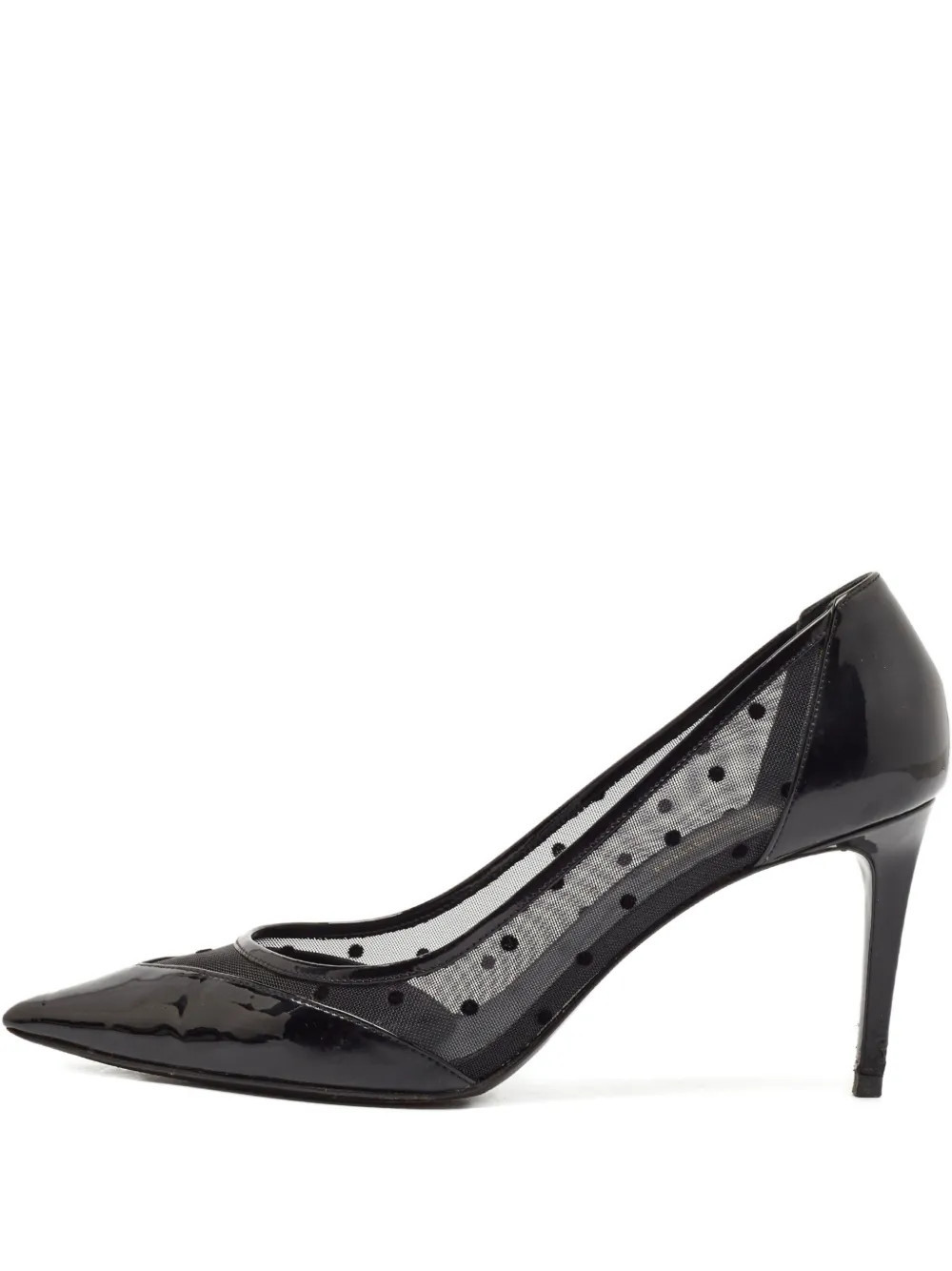 Saint Laurent Pre-Owned patent leather polka-dot mesh pumps - Black | Farfetch Global