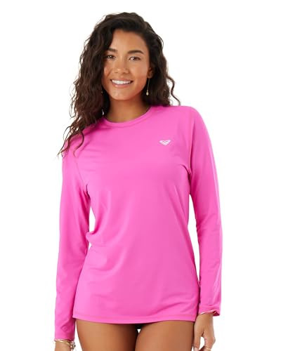 Roxy Women's Long Sleeve Loose Fit Rashguard UPF 50+ Quick-Dry Recycled Swim Shirt, Pink, Large | Amazon (US)