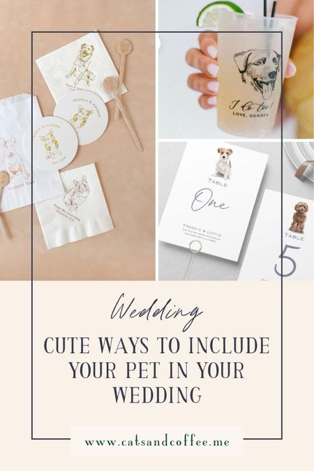 Cute Ways to Include Your Pets at Your Wedding - As any animal lover will tell you, our pets are hugely important parts of our lives. So why not find cute ways to include them in your special day!? While our cats won’t be there physically, I began to look for ways to feature our furbabies in the details of our wedding day. There is no shortage of options for pet lovers who want to feature their furbabies in their wedding. Options range from custom pet portrait wedding invitations to adorable cocktail accessories. Here, I’ll be sharing some of the cutest ways to include your pet in your wedding:

#LTKwedding #LTKstyletip #LTKparties