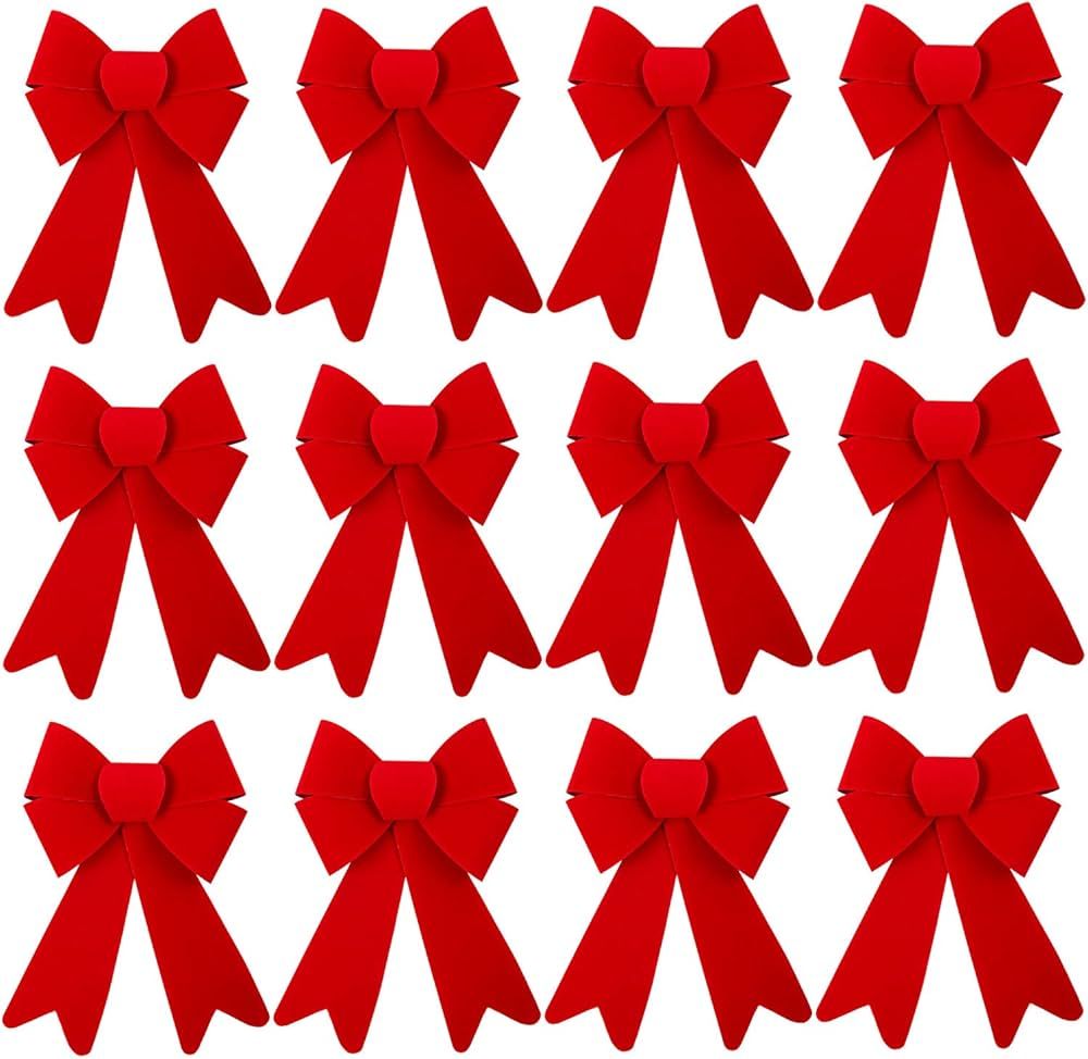 Aneco 12 Pieces Red Christmas Bows for Wreaths 5 x 8 Inches Christmas Bows for Tree Christmas Dec... | Amazon (US)