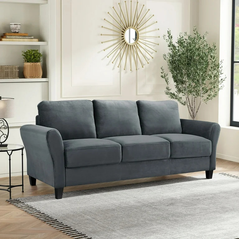Lifestyle Solutions Alexa Sofa with Rolled Arms, Gray Fabric | Walmart (US)