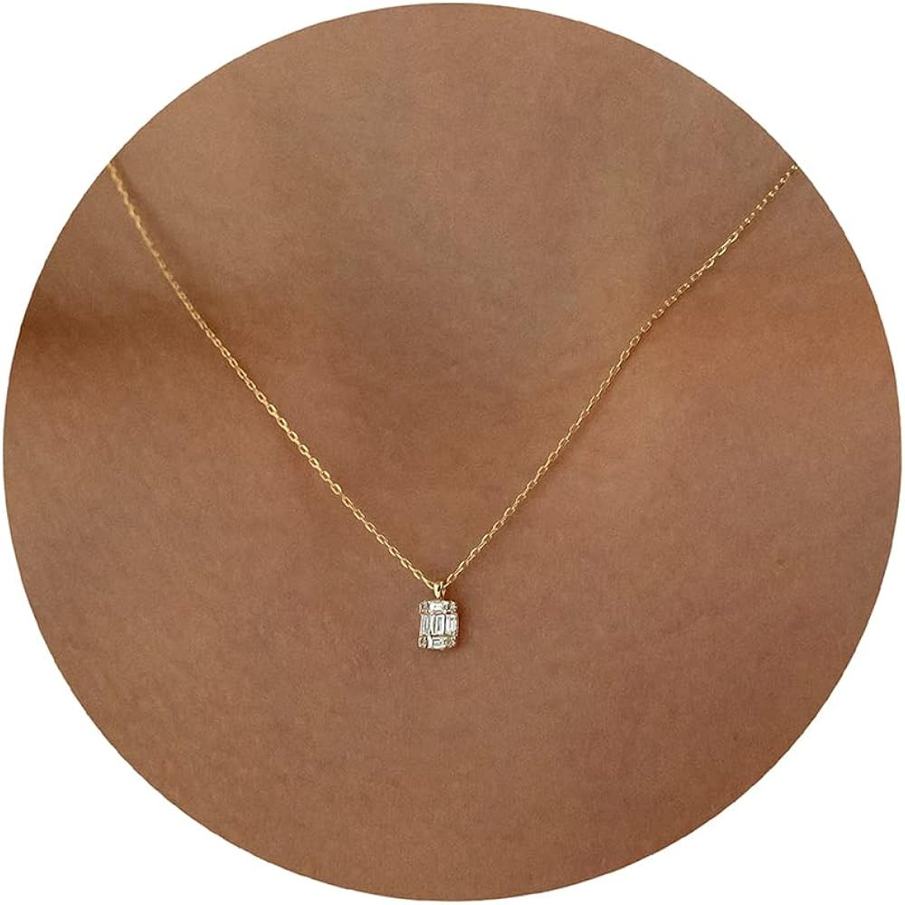 Tewiky Diamond Pendant Necklace for Women， Dainty Gold Layered Necklaces 14k Gold Plated Stacke... | Amazon (US)