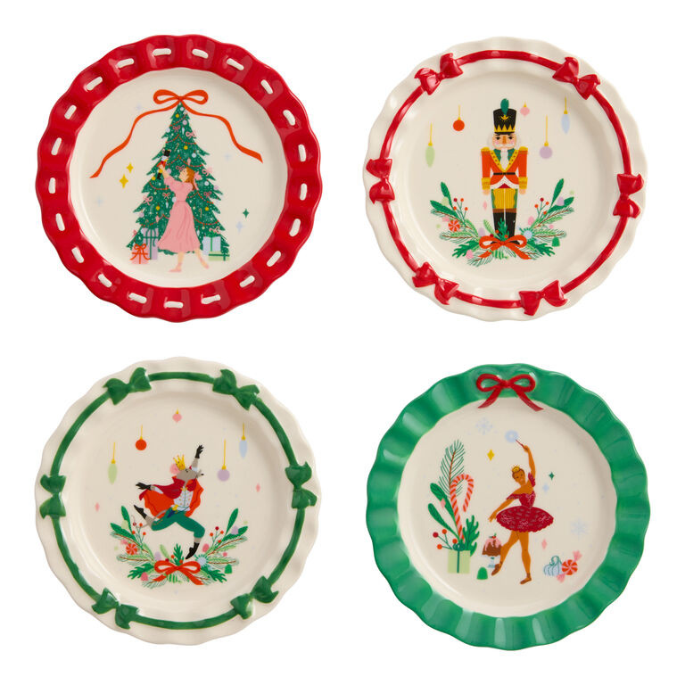 Red and Green Nutcracker Icons Appetizer Plate 4 Pack | World Market
