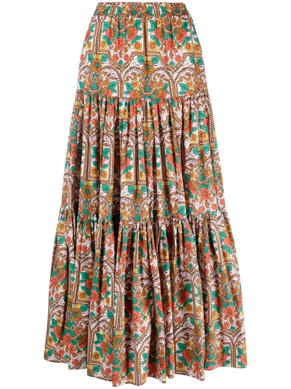 La DoubleJ floral-print Tiered Maxi Skirt - Farfetch | Farfetch Global