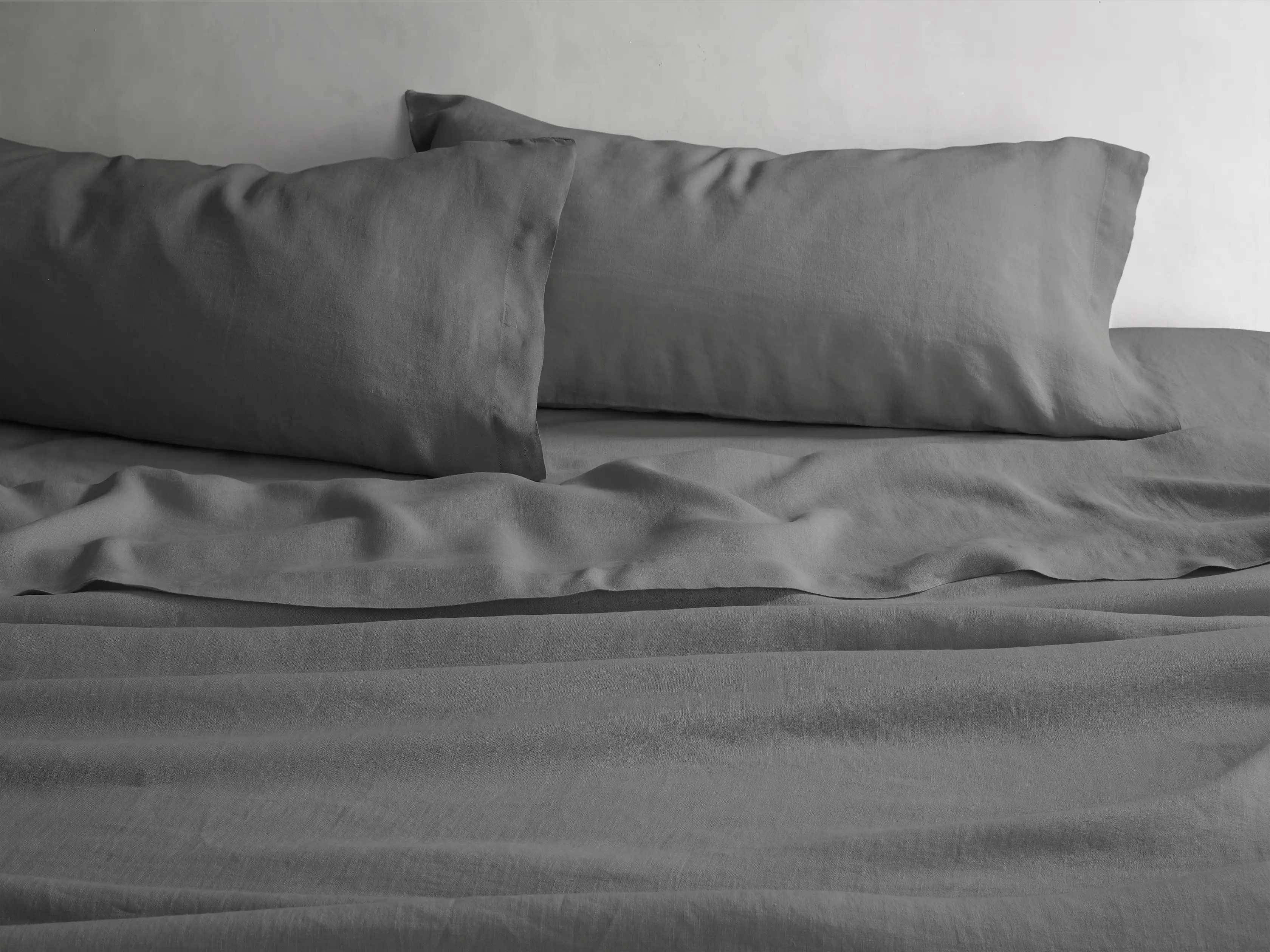 Italian Garment-Dyed Linen Fitted Queen Sheet in Charcoal | Arhaus | Arhaus