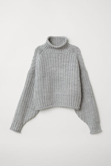 H & M - Ribbed Turtleneck Sweater - Gray | H&M (US + CA)
