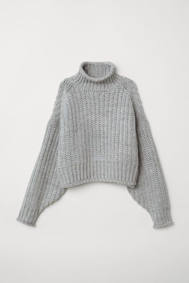 H & M - Ribbed Turtleneck Sweater - Gray | H&M (US + CA)