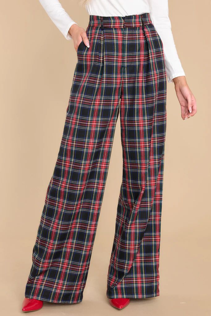 Coming Together Black Multi Plaid Pants | Red Dress 