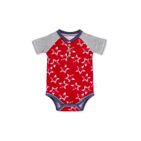 Painted Stars Organic Baby Henley Bodysuit | Burts Bees Baby