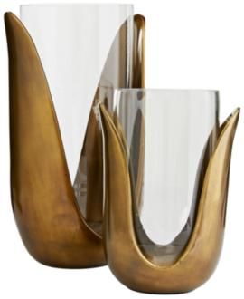 Arteriors Home Sonia Antique Brass and Glass Vases Set of 2 (66A09) | LampsPlus.com