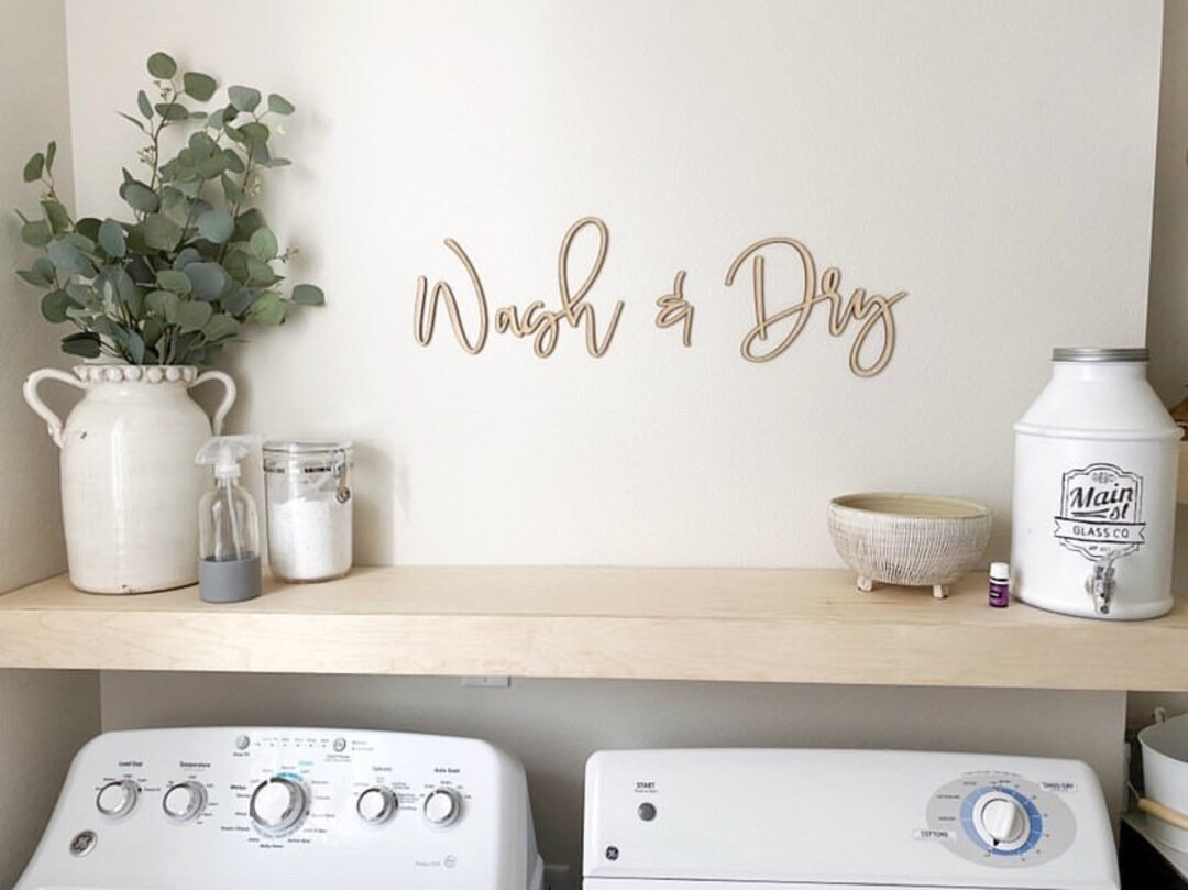Laser Cut 'wash & Dry' Wood Words, Laundry Room Decor - Etsy | Etsy (US)