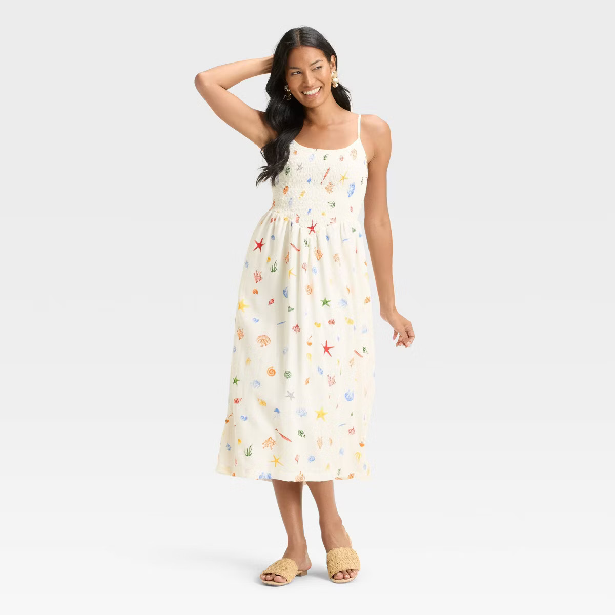 Women's Smocked V-Waist Midi Dress - A New Day™ | Target