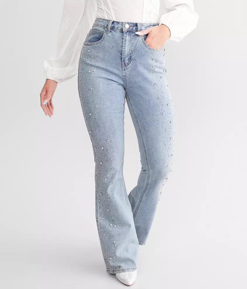 Blue B Ultra High Rise Rhinestone Flare Stretch Jean | Buckle