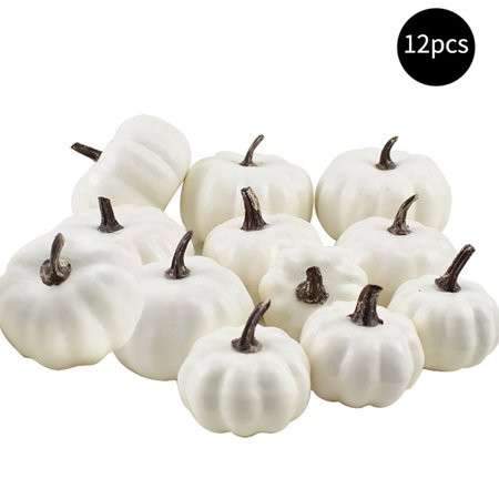 12Pcs Halloween Artificial White Pumpkins Harvest Fall Thanksgiving Decoration | Walmart (US)