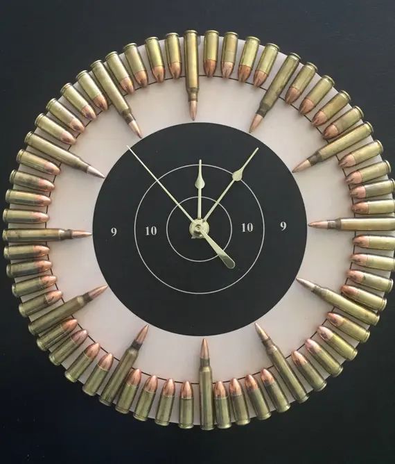 Bullet Clock on Target with Inert Ammo. Great gift for shooters, hunters, military, man cave, gun... | Etsy (US)