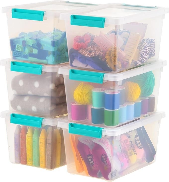 IRIS USA 4 Qt. Plastic Storage Bins Containers with Lids, 6 Pack, Small Sensory Bin, Craft Storag... | Amazon (US)