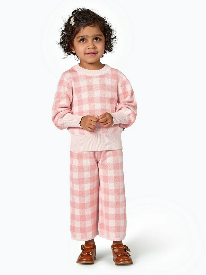 Modern Moments by Gerber Toddler Girl Jacquard Sweater Knit with Wide Leg Pant Set, Sizes 12M-5T | Walmart (US)