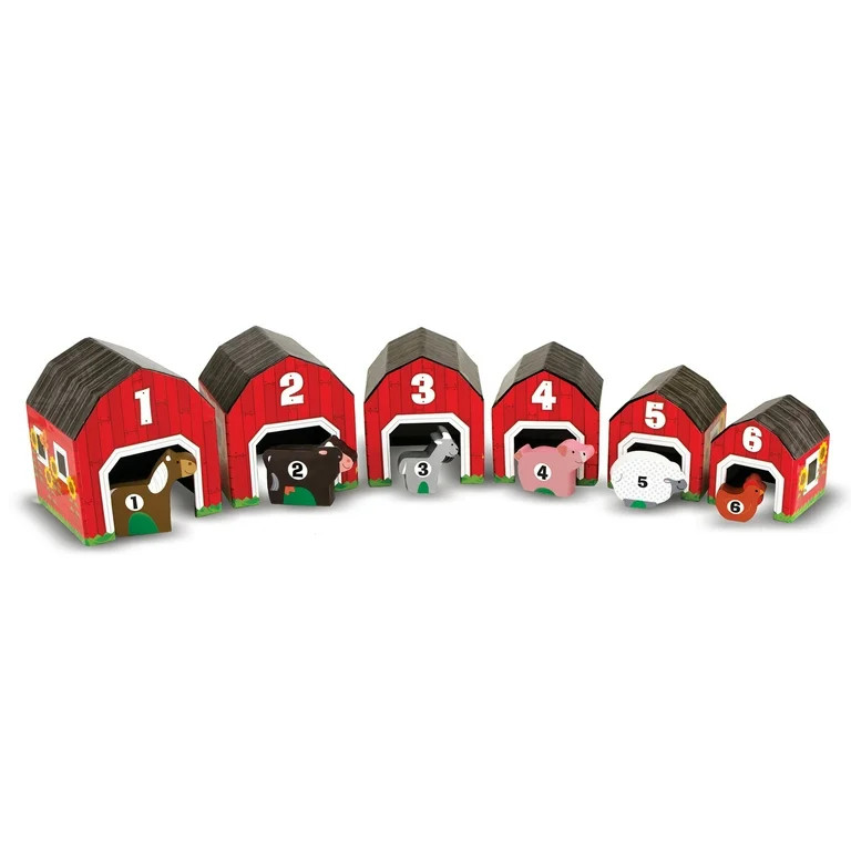 Melissa & Doug Nesting and Sorting Barns and Animals With 6 Numbered Barns and Matching Wooden An... | Walmart (US)