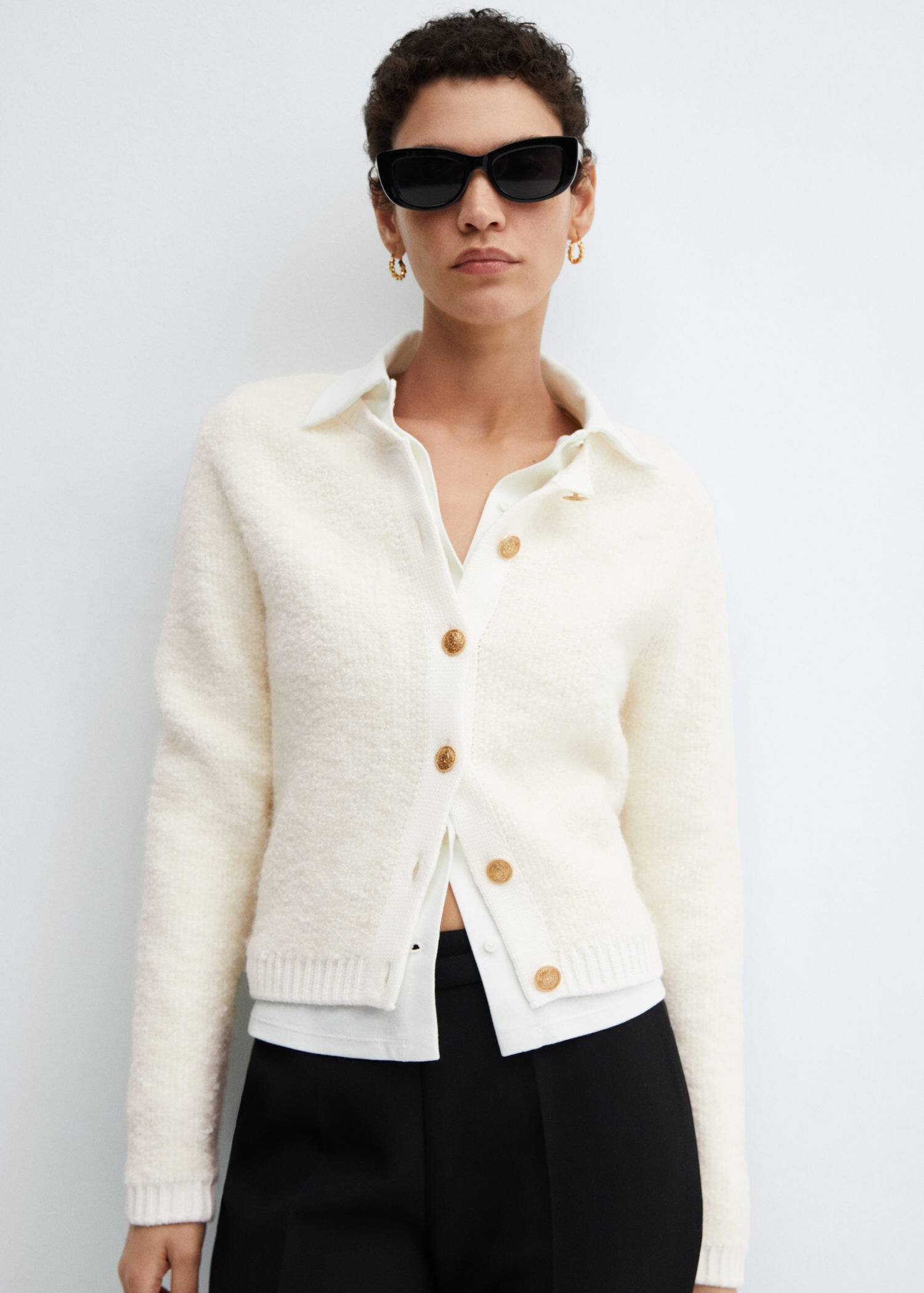 Knitted buttoned jacket -  Women | Mango United Kingdom | MANGO (UK)
