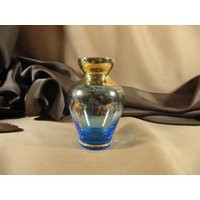 Art Glass Vase, Blown Glass Small Bud Vase, Sparkly Blue Abstract Stripe Design Bottle, Vintage Blown Glass Tic Bottle Blue Stripes | Etsy (US)