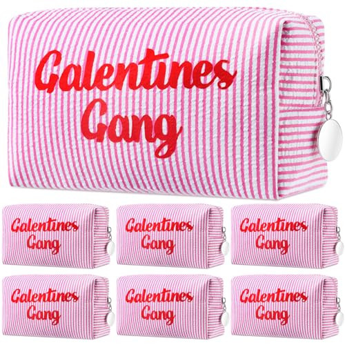 Sunnymove 6 Pcs Galentine's Day Makeup Bag Galentines Gang Gift, Valentine's Day Party Supplies, Party Favors for Ladies Birthday Present Cosmetic travel Pouch | Amazon (US)
