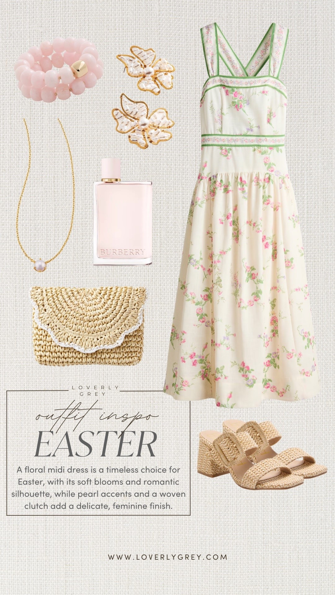 Loving this dress for spring and Easter! The soft cream base with pink and green is such a classic spring, feminine look. Raffia and gold accents add the perfect finish!

Loverly grey, Easter dresses for women, affordable spring dress, women fashion finds, raffia accessories, styling midi floral dress

#LTKSeasonal