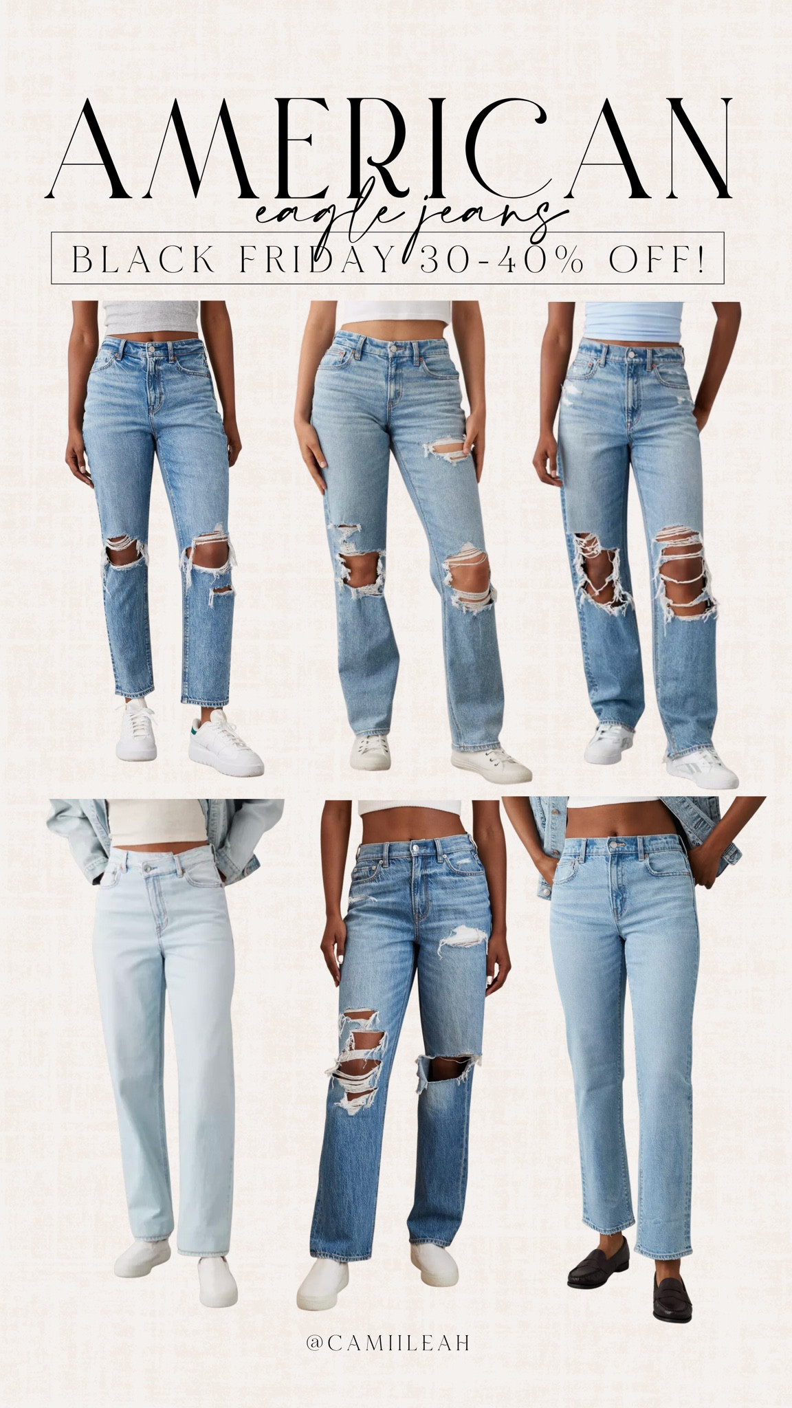 American eagle jeans are my favorite! Right now 30-40% off sitewide

#jeans #americaneagle #straightjeans #rippedjeans #businesscasualjeans #baggyjeans #lightwashjeans #momjeans #blackfriday #cyberweek

#LTKsalealert #LTKstyletip #LTKCyberWeek