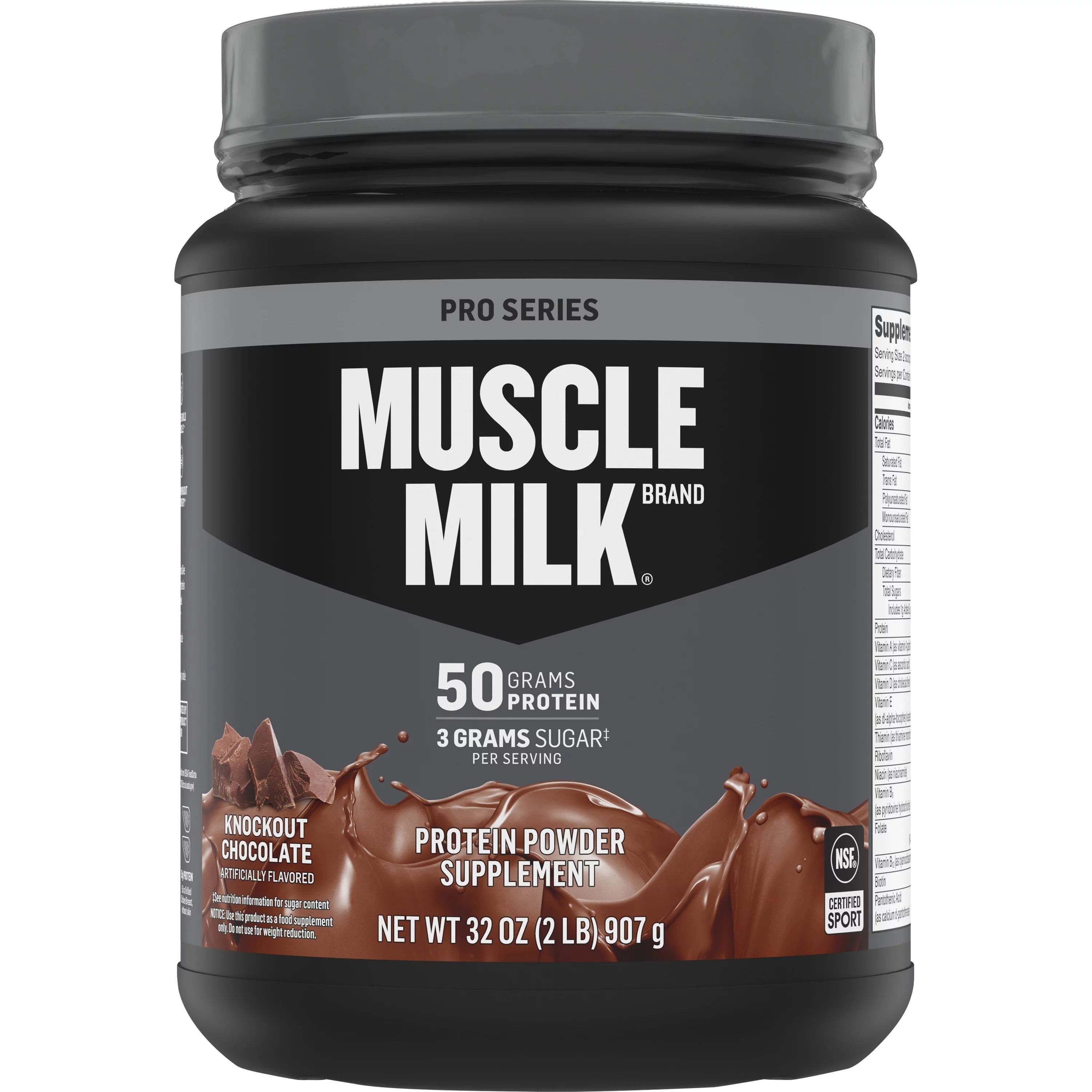 Muscle Milk Pro Series Protein Powder, Knockout Chocolate, 50g Protein, 2 Pound | Walmart (US)